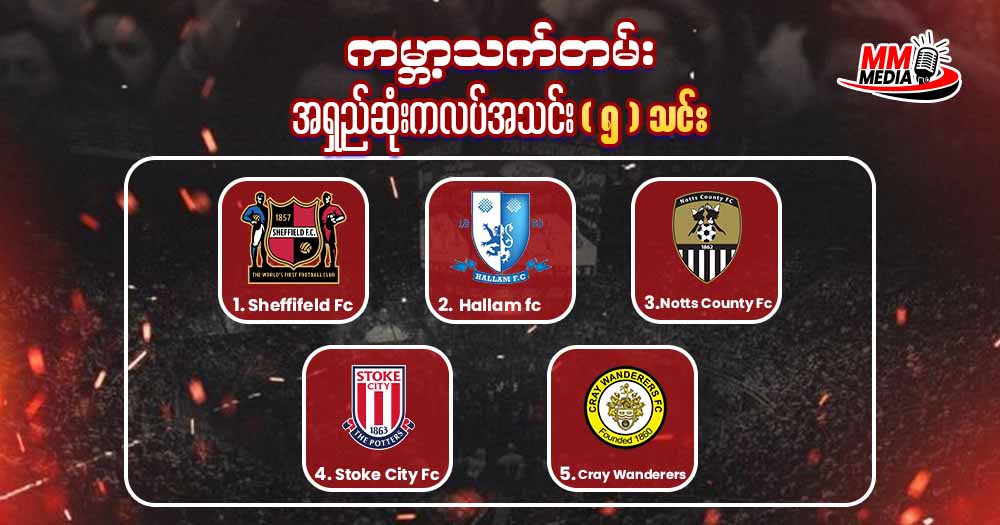 ကမ္ဘာ့သက်တမ်း အရှည်ဆုံး ကလပ် အသင်း ၅ သင်း